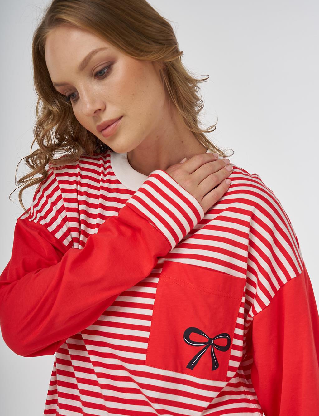 100% Cotton Graphic Printed Sweatshirt Red