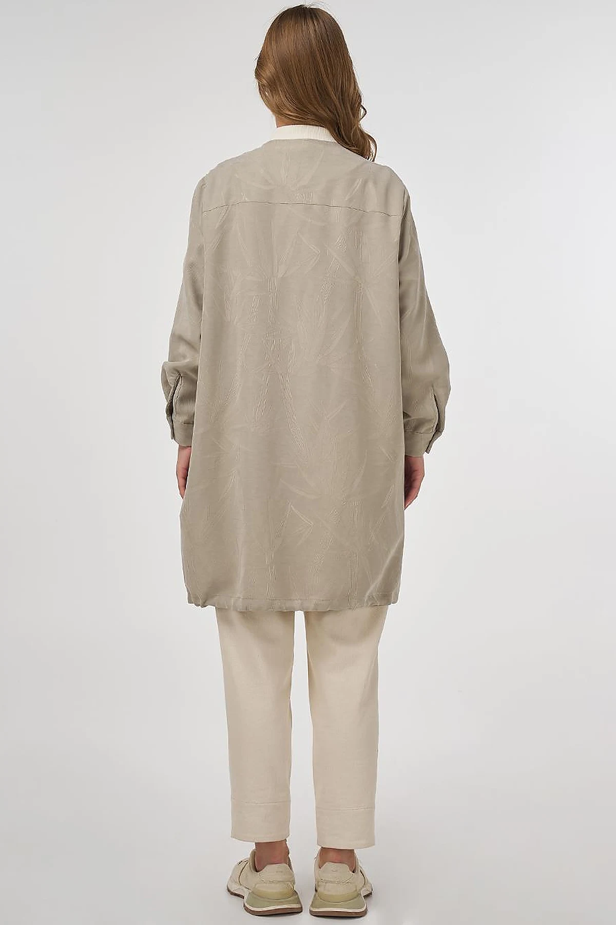 Embroidered Modal Jacket in Mold Green