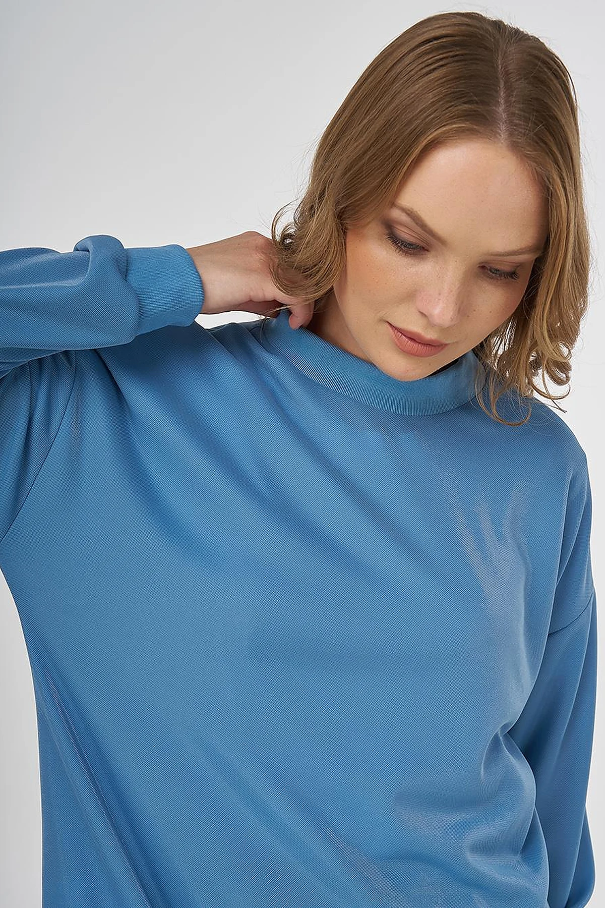 Shiny Look Sweatshirt Blue