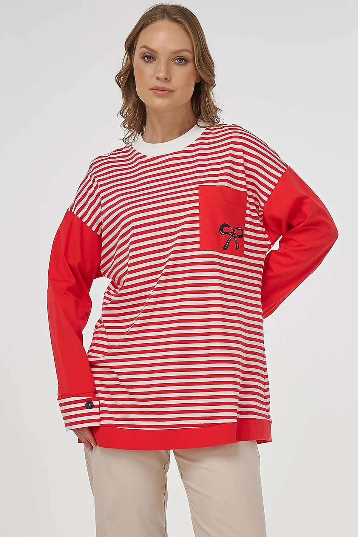 100% Cotton Graphic Printed Sweatshirt Red