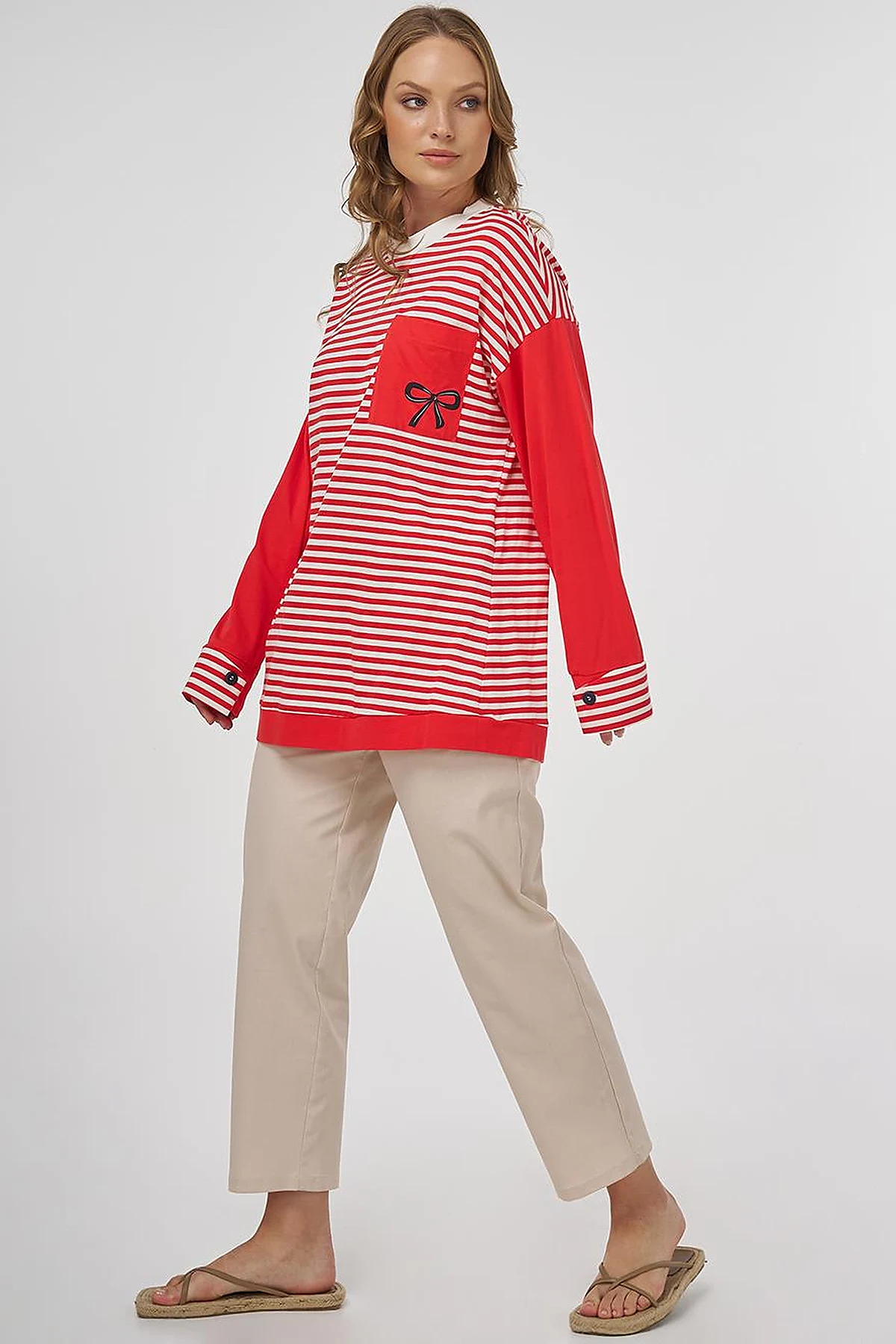 100% Cotton Graphic Printed Sweatshirt Red