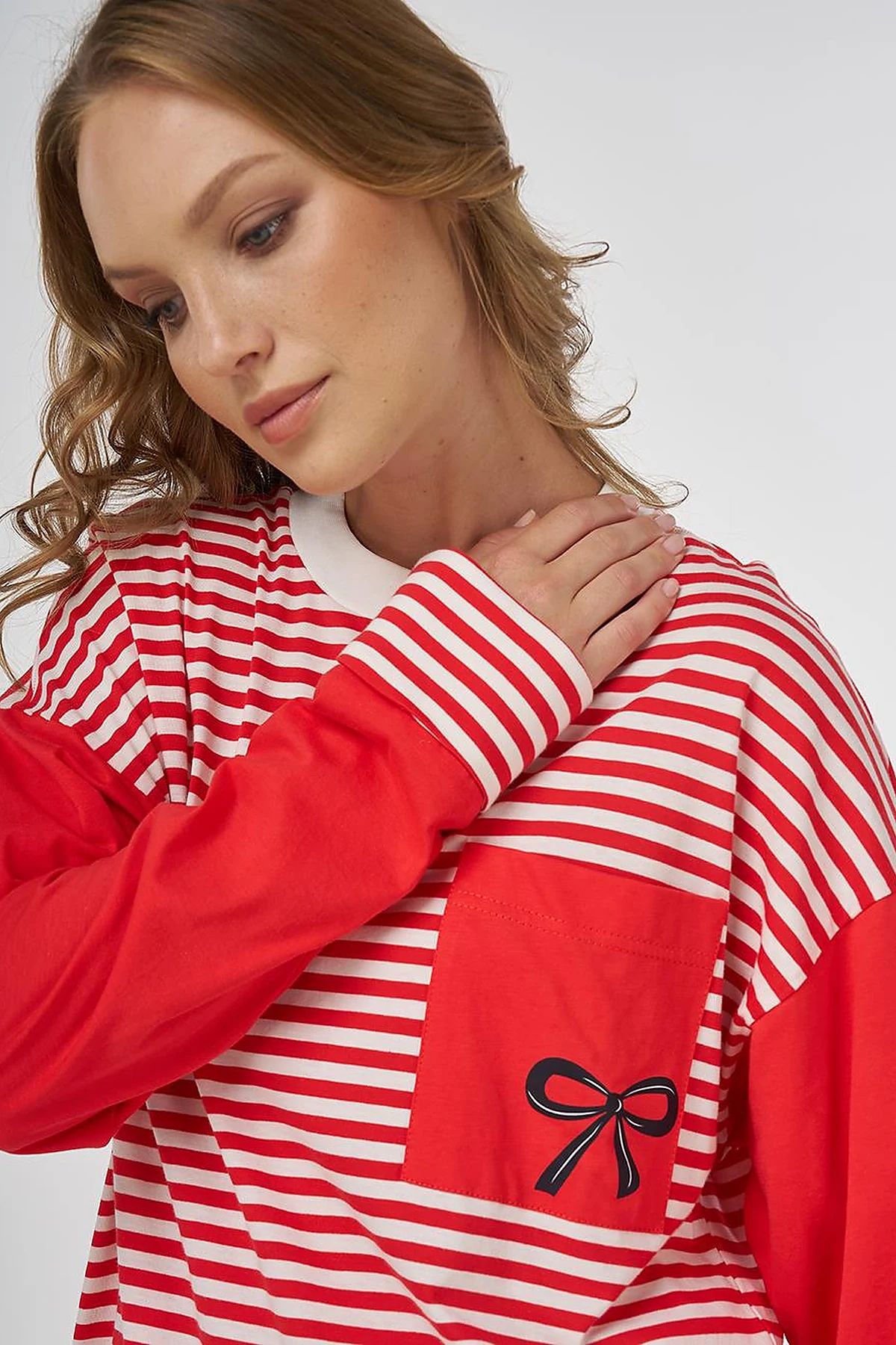 100% Cotton Graphic Printed Sweatshirt Red