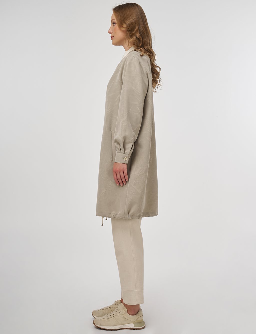 Embroidered Modal Jacket in Mold Green