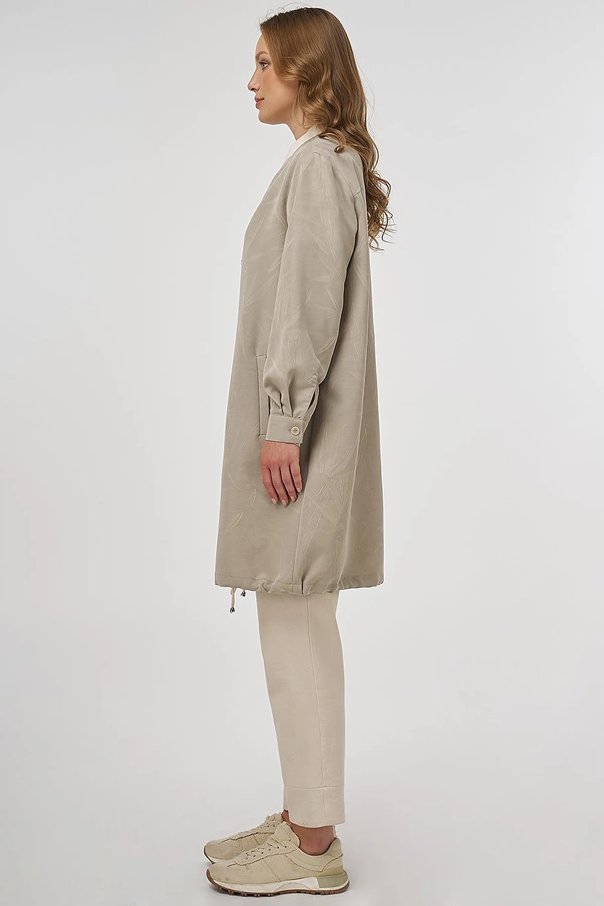 Embroidered Modal Jacket in Mold Green