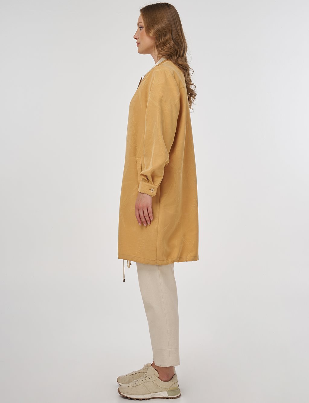 Embroidered Modal Jacket in Saffron