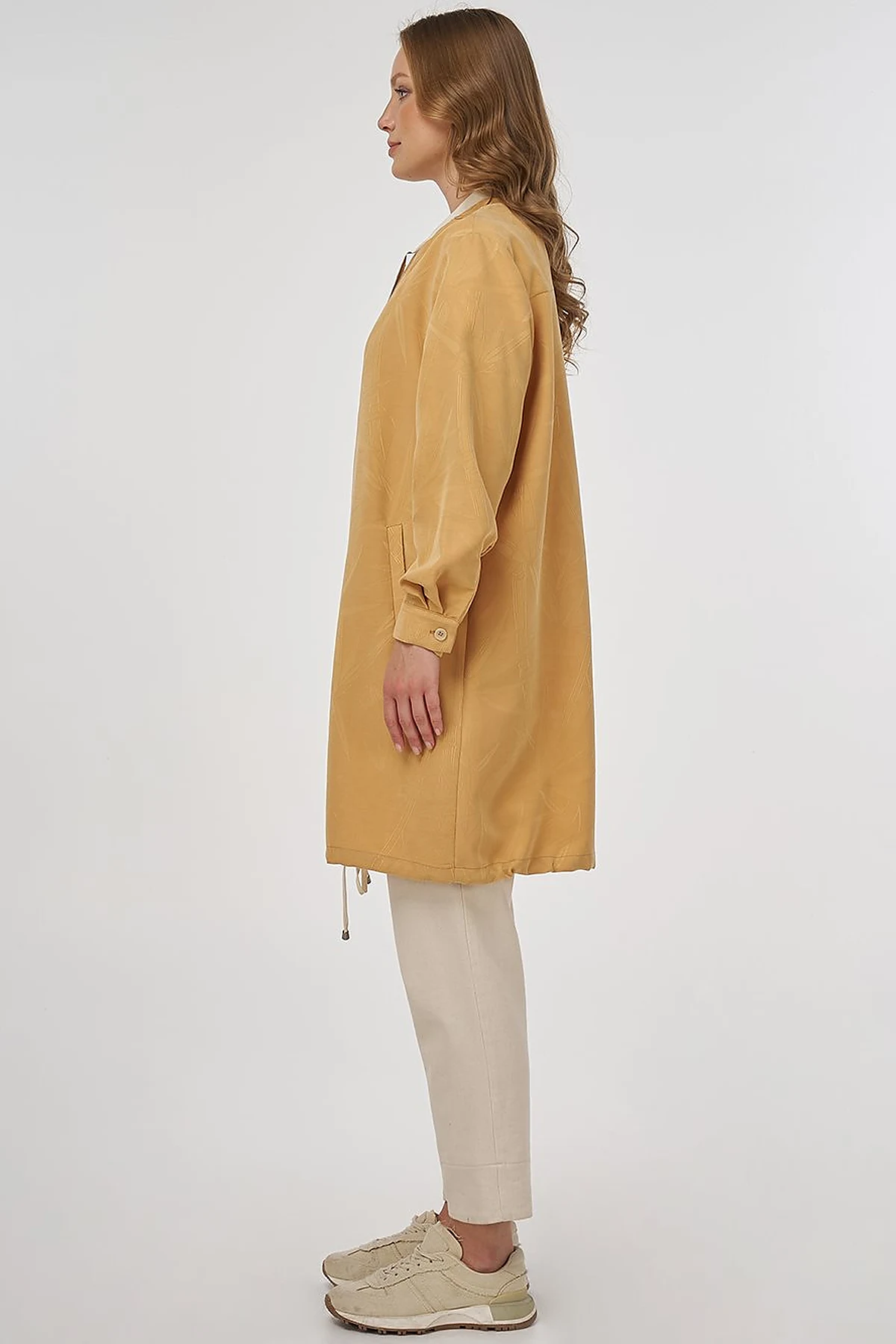 Embroidered Modal Jacket in Saffron