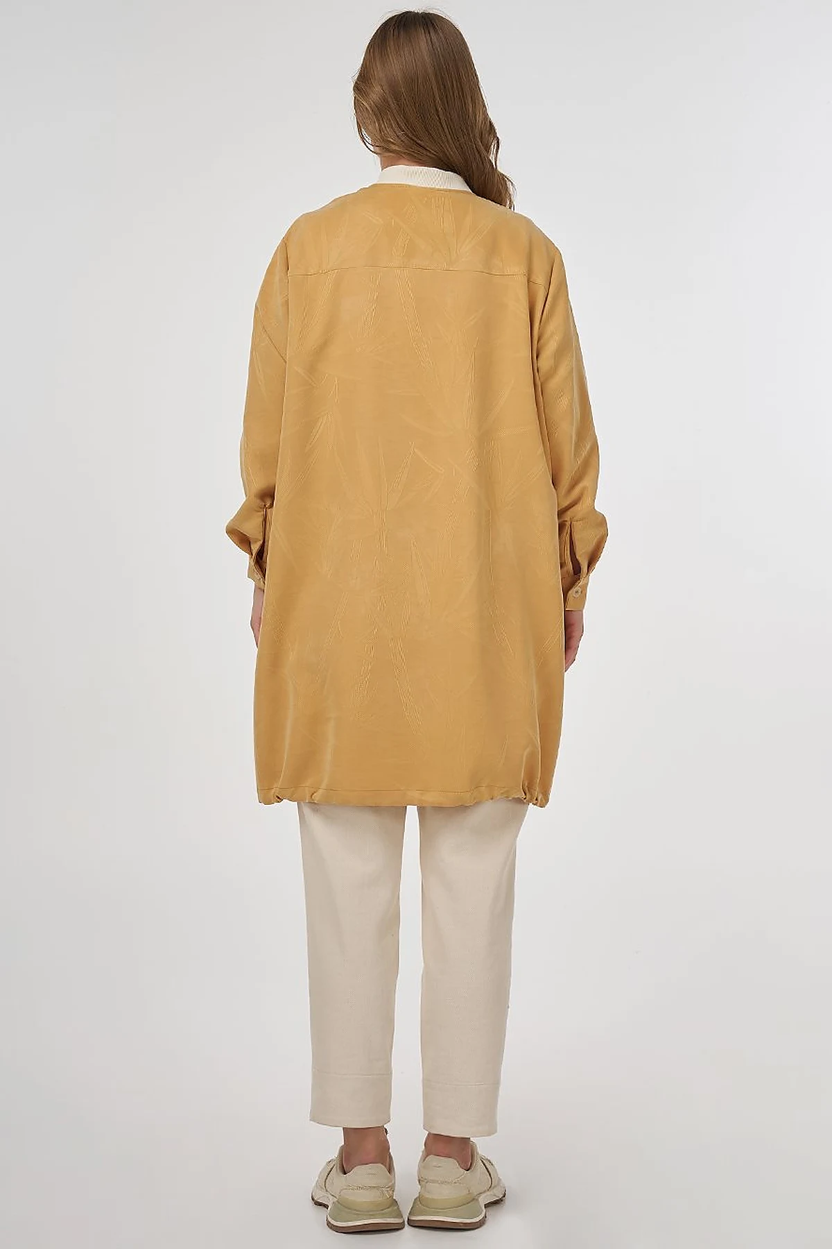 Embroidered Modal Jacket in Saffron