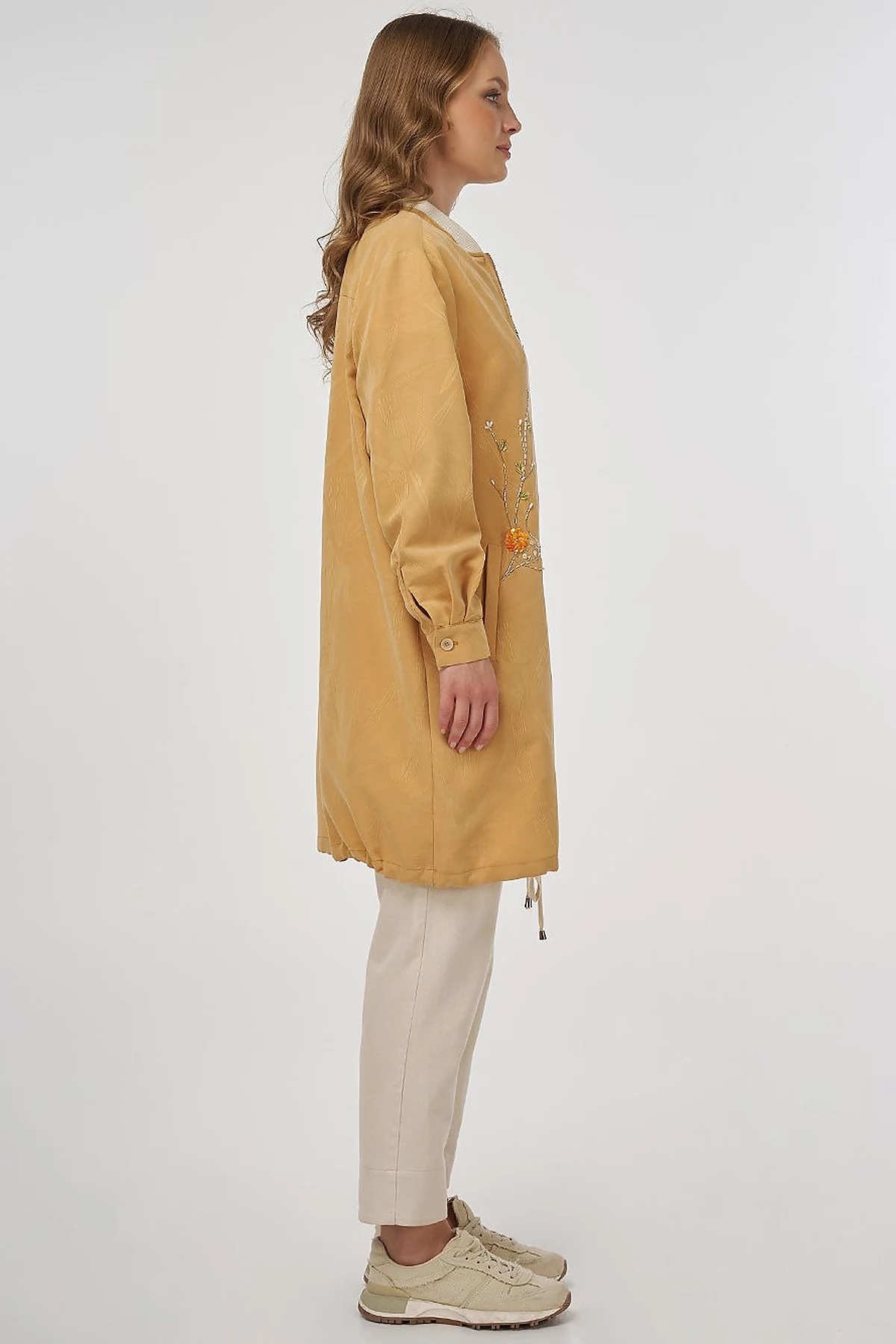 Embroidered Modal Jacket in Saffron