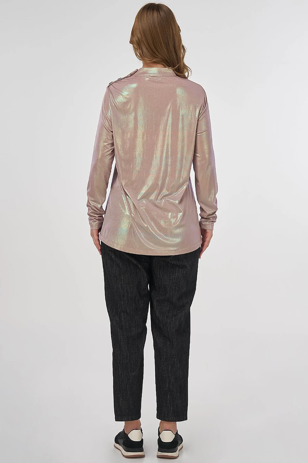 Shiny Textured Blouse Beige