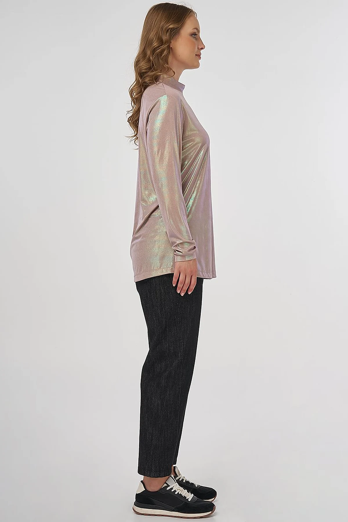 Shiny Textured Blouse Beige