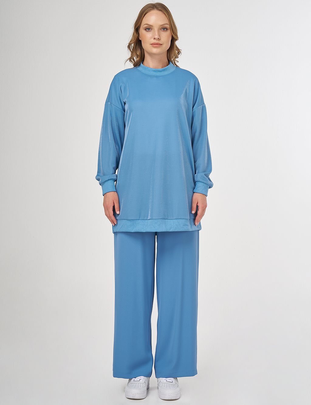 Shiny Look Sweatshirt Blue