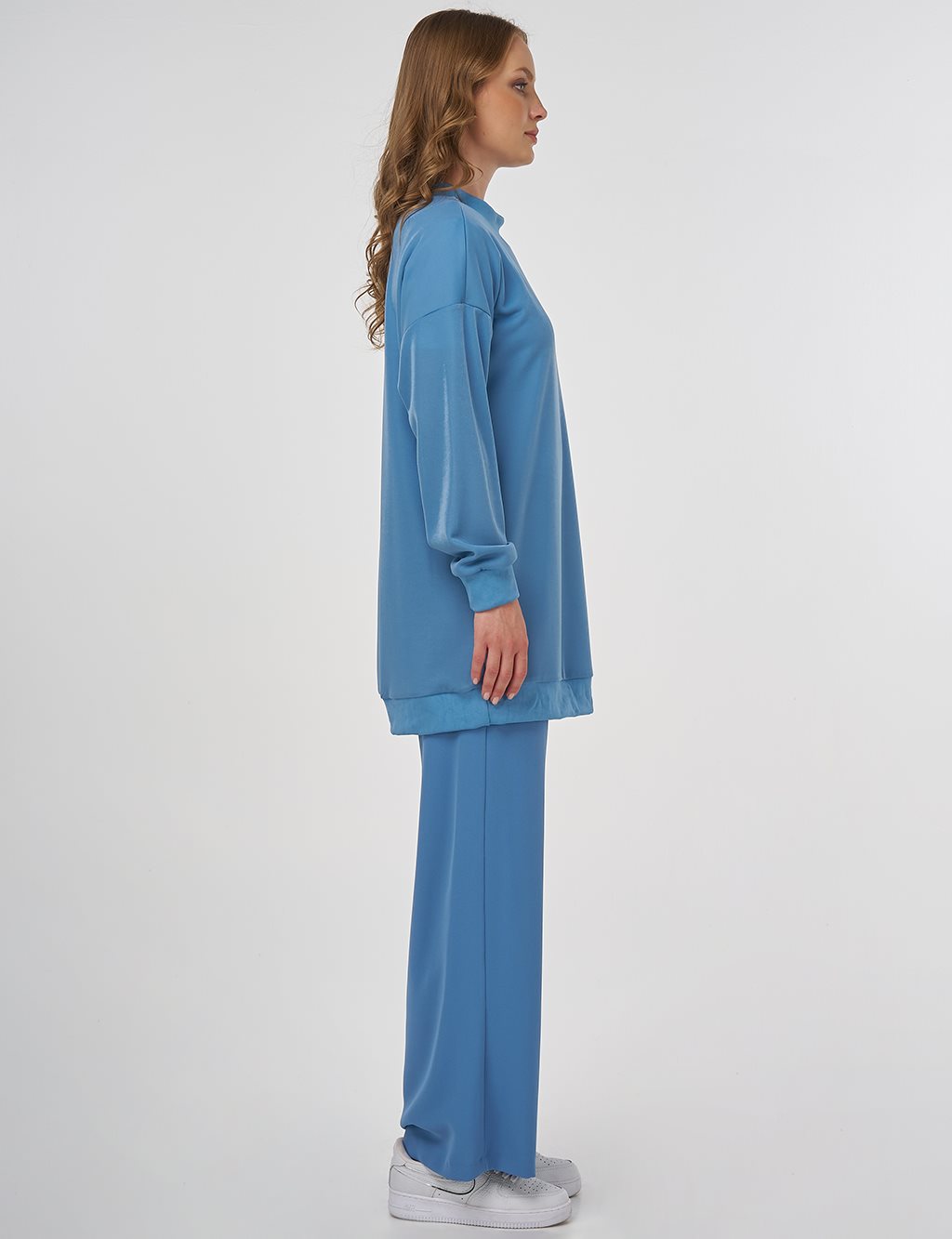Shiny Look Sweatshirt Blue