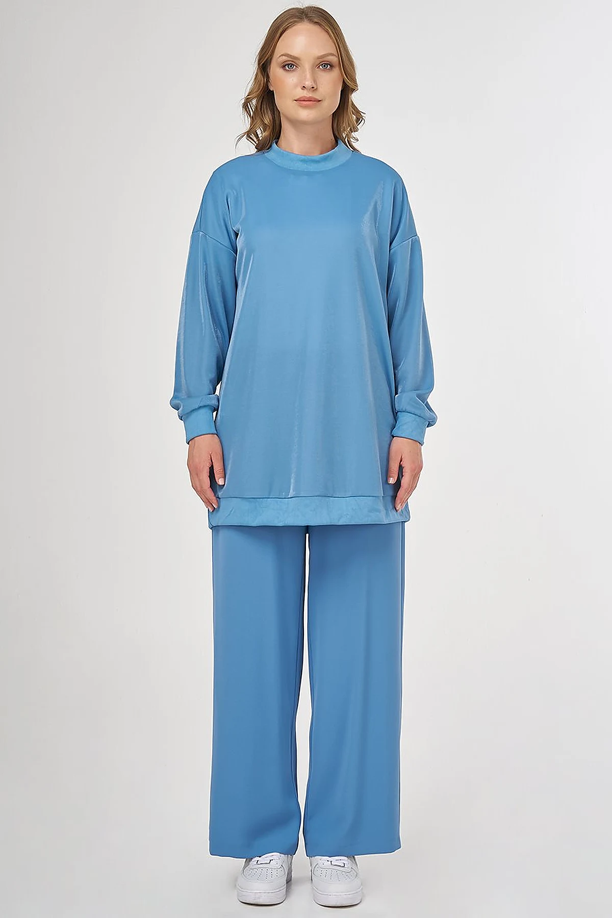 Shiny Look Sweatshirt Blue