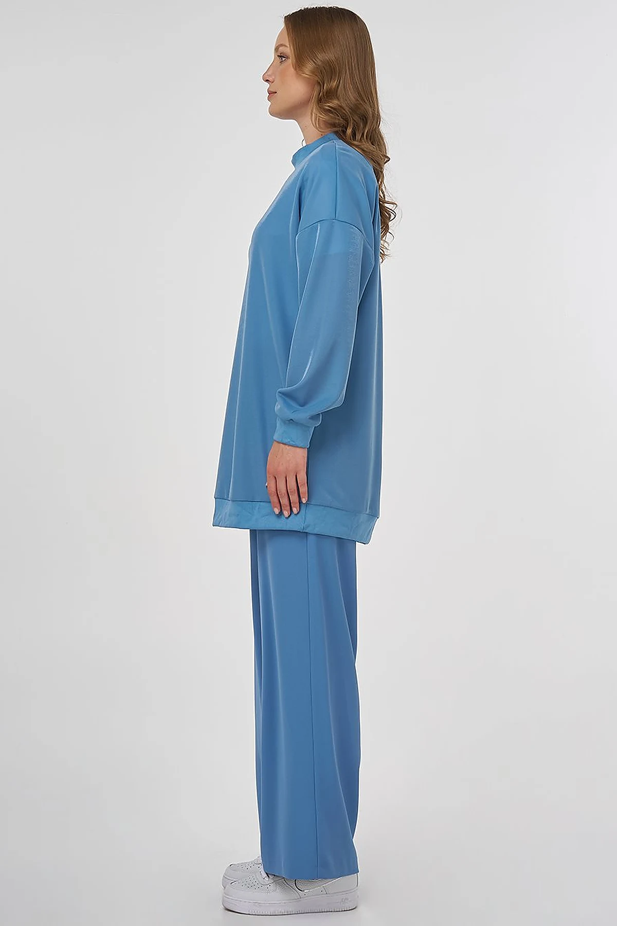 Shiny Look Sweatshirt Blue