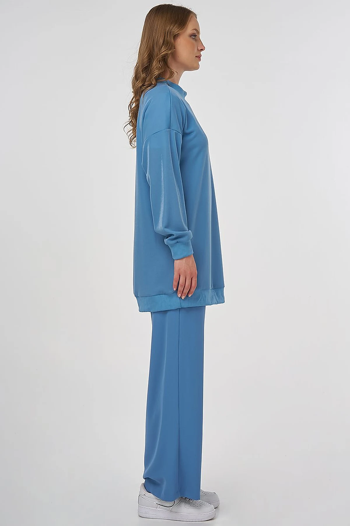 Shiny Look Sweatshirt Blue