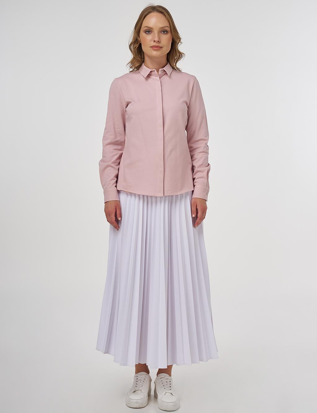 Shirt Collar Blouse Powder Pink 