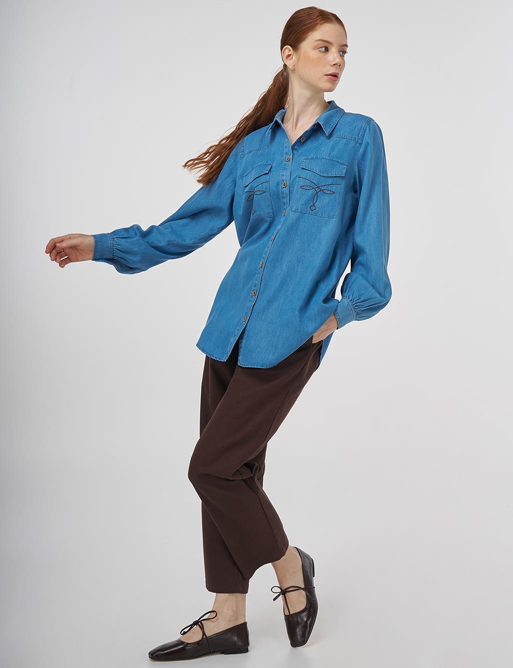 Punto Stitch Lyocell Tunic Blue