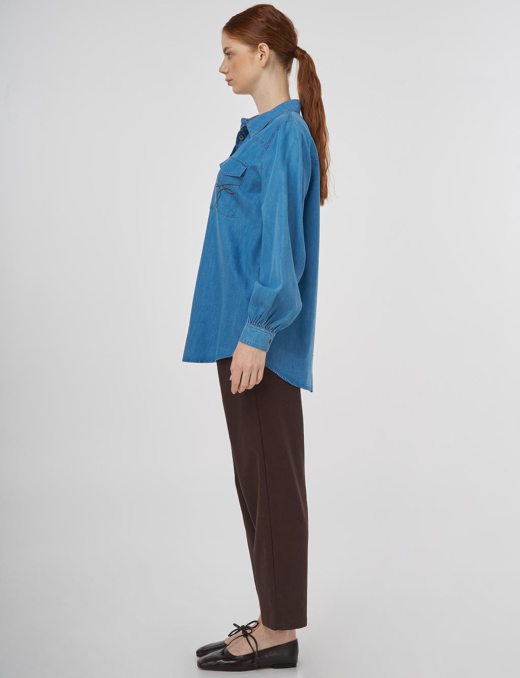 Punto Stitch Lyocell Tunic Blue