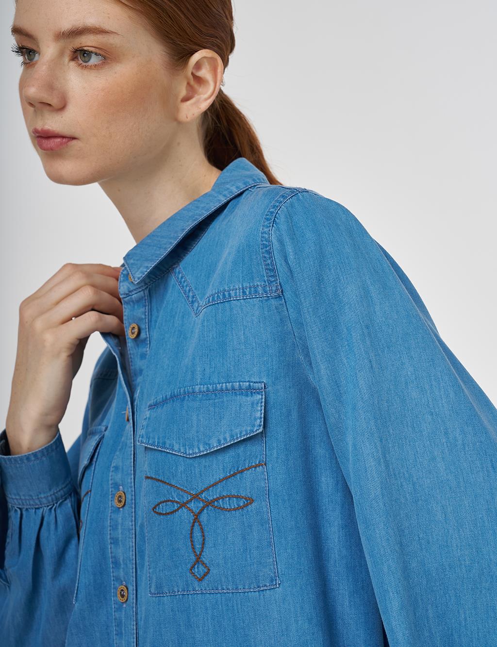 Punto Stitch Lyocell Tunic Blue