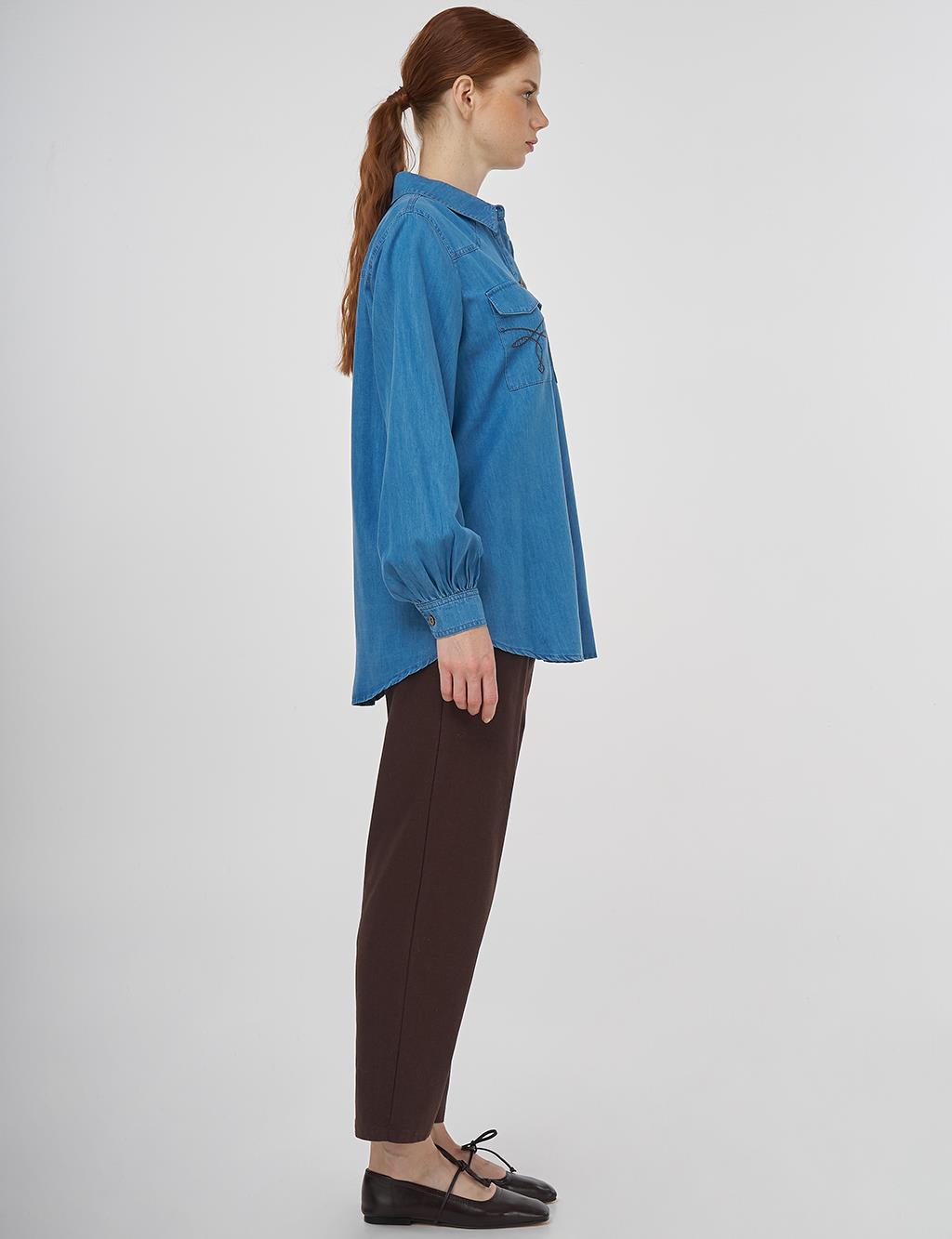 Punto Stitch Lyocell Tunic Blue