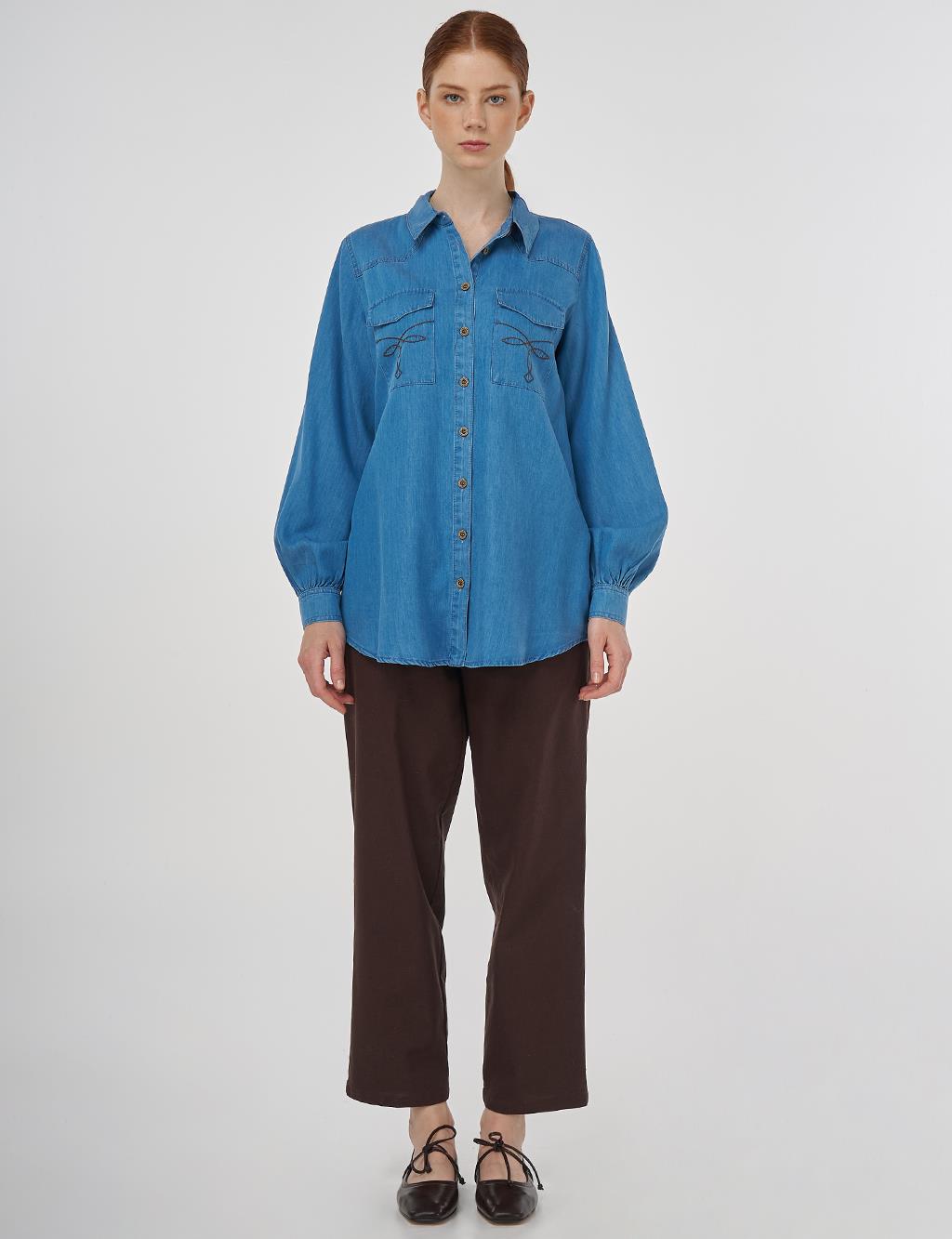 Punto Stitch Lyocell Tunic Blue