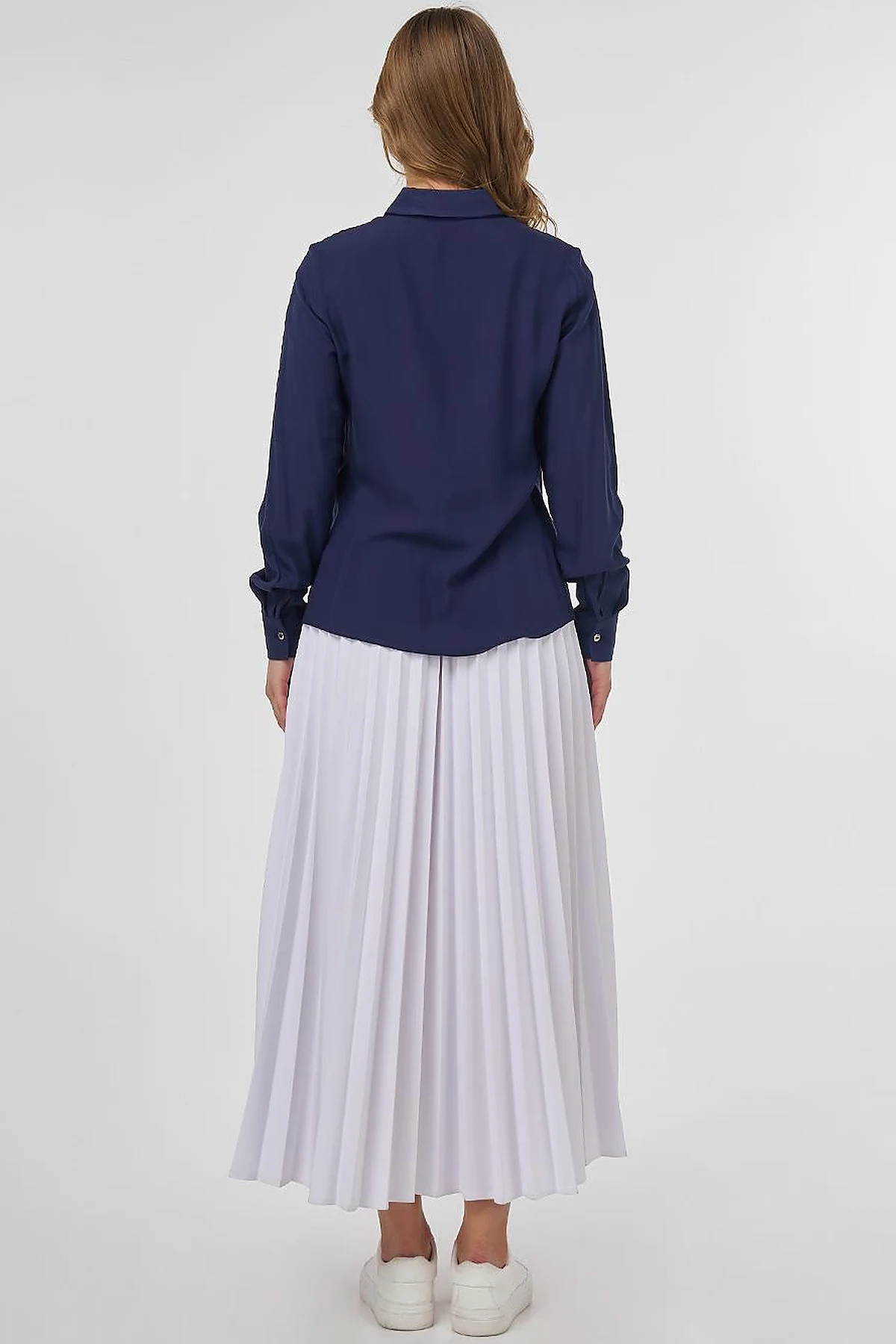 Hidden Placket Basic Shirt - Navy