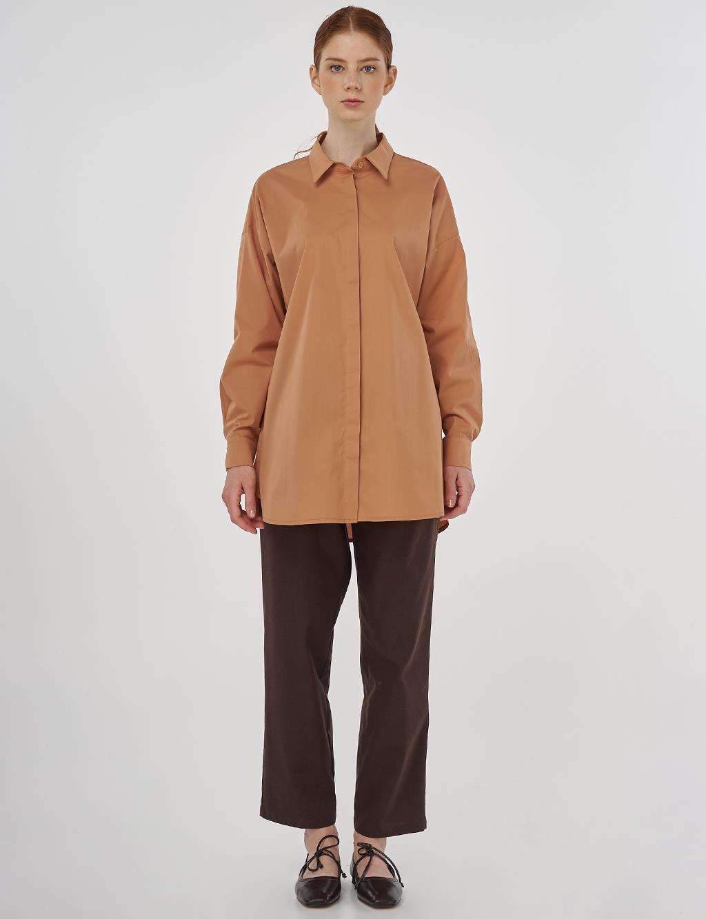 Relaxed Fit Cotton Tunic Camel