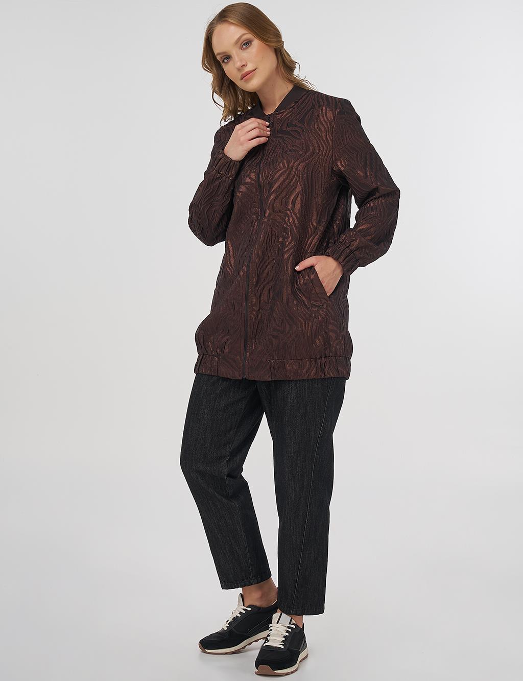 Jacquard Basic Jacket - Brown