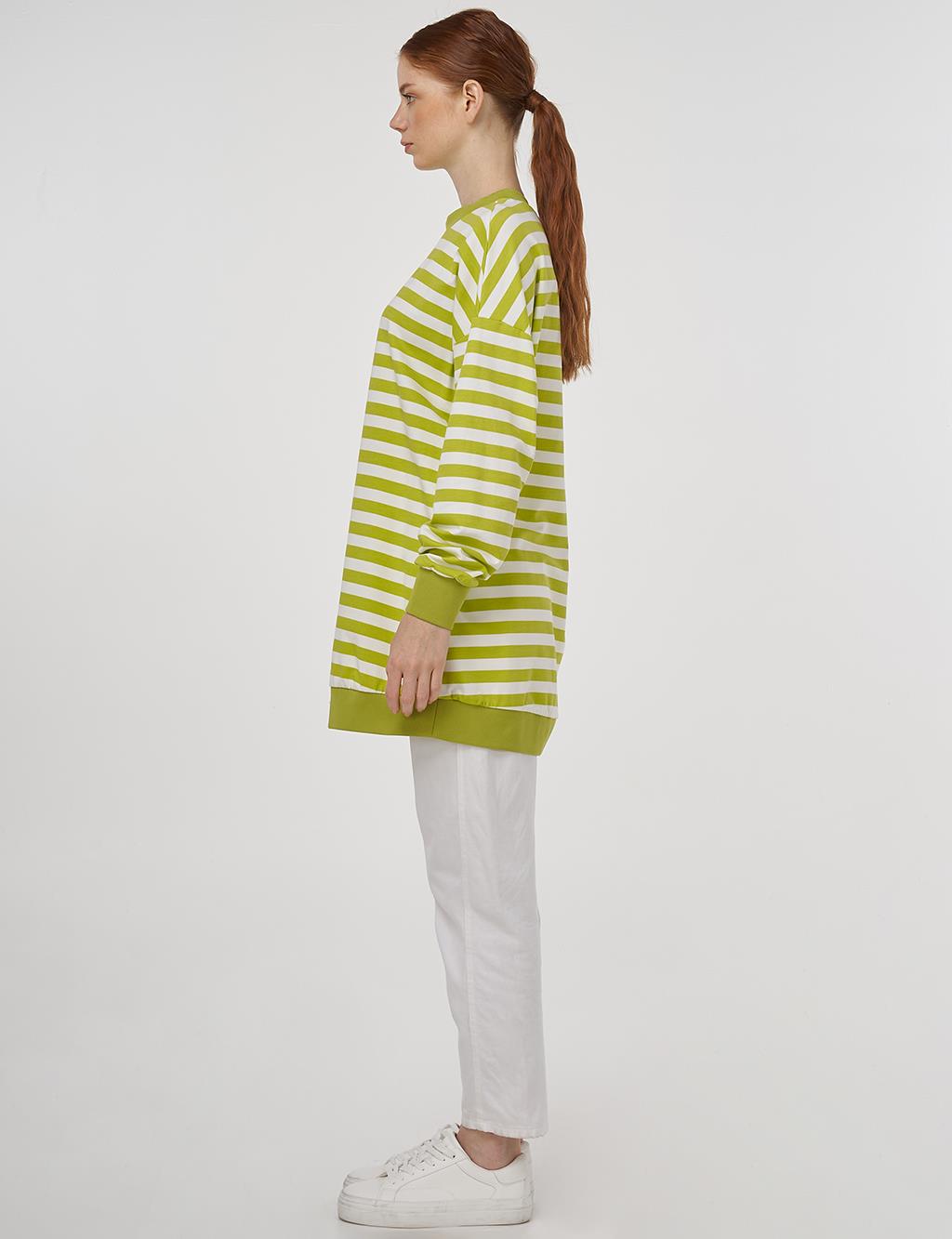 Crew Neck Cotton Sweatshirt Pistachio Green