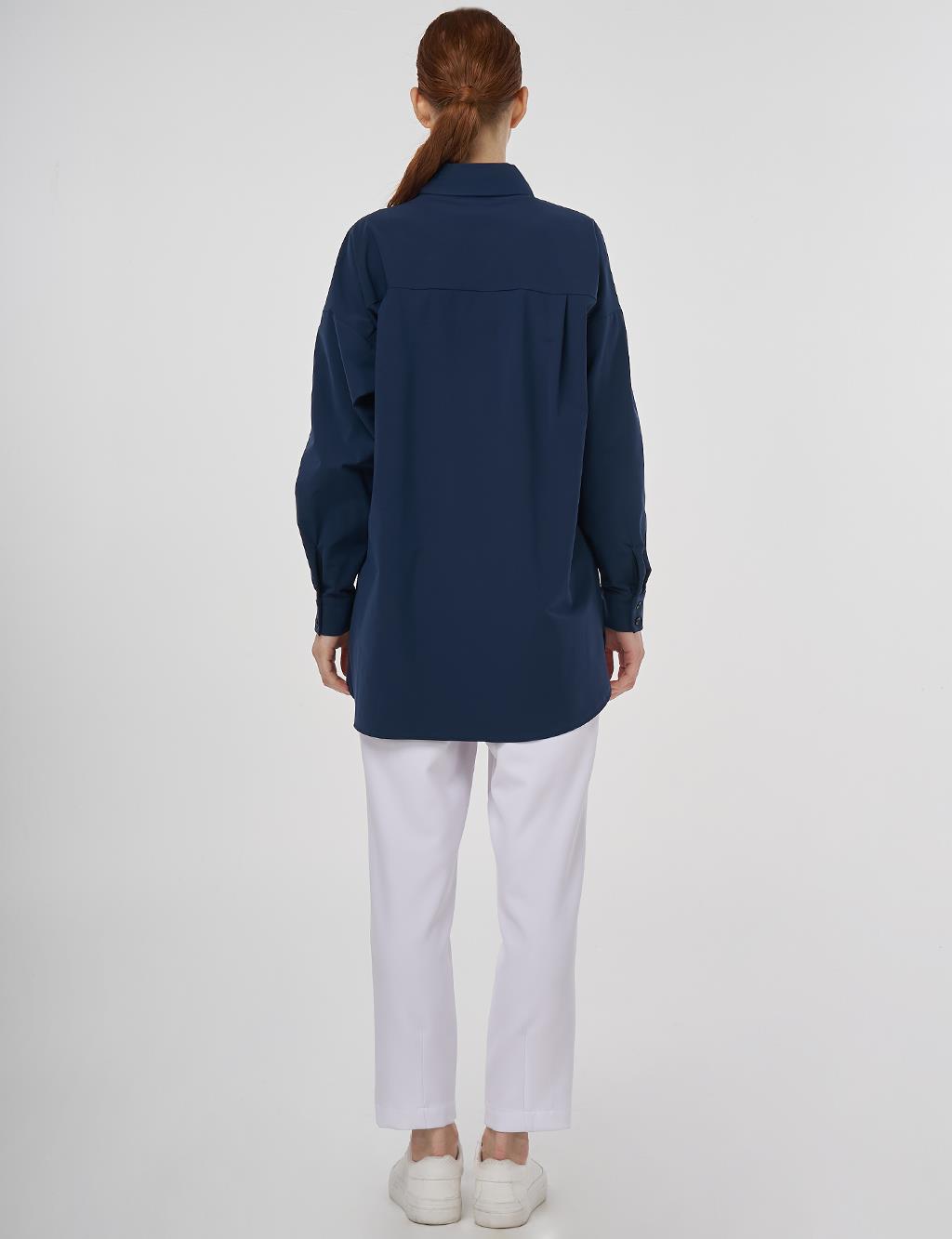 Relaxed Fit Cotton Tunic Dark Navy 
