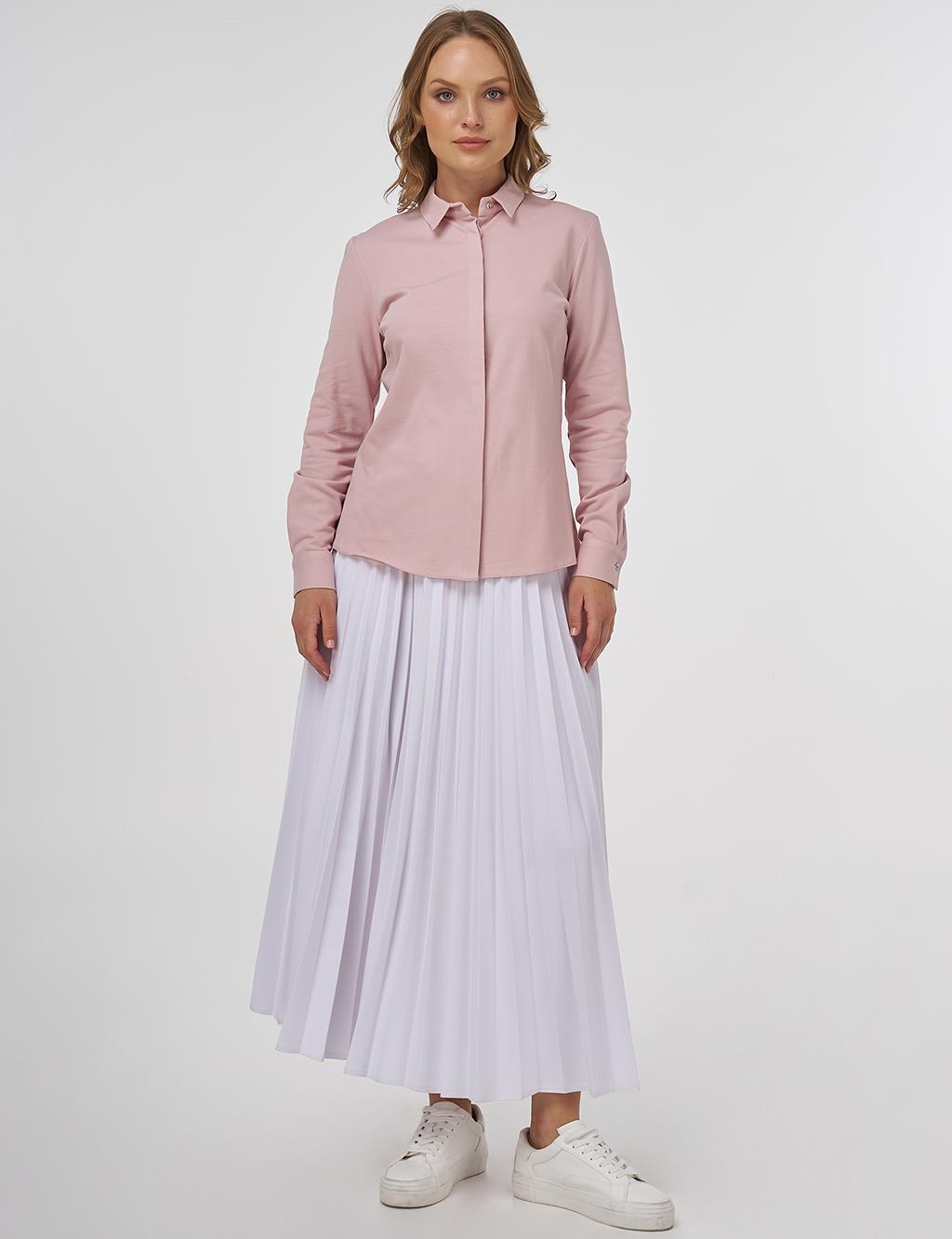 Shirt Collar Blouse Powder Pink 