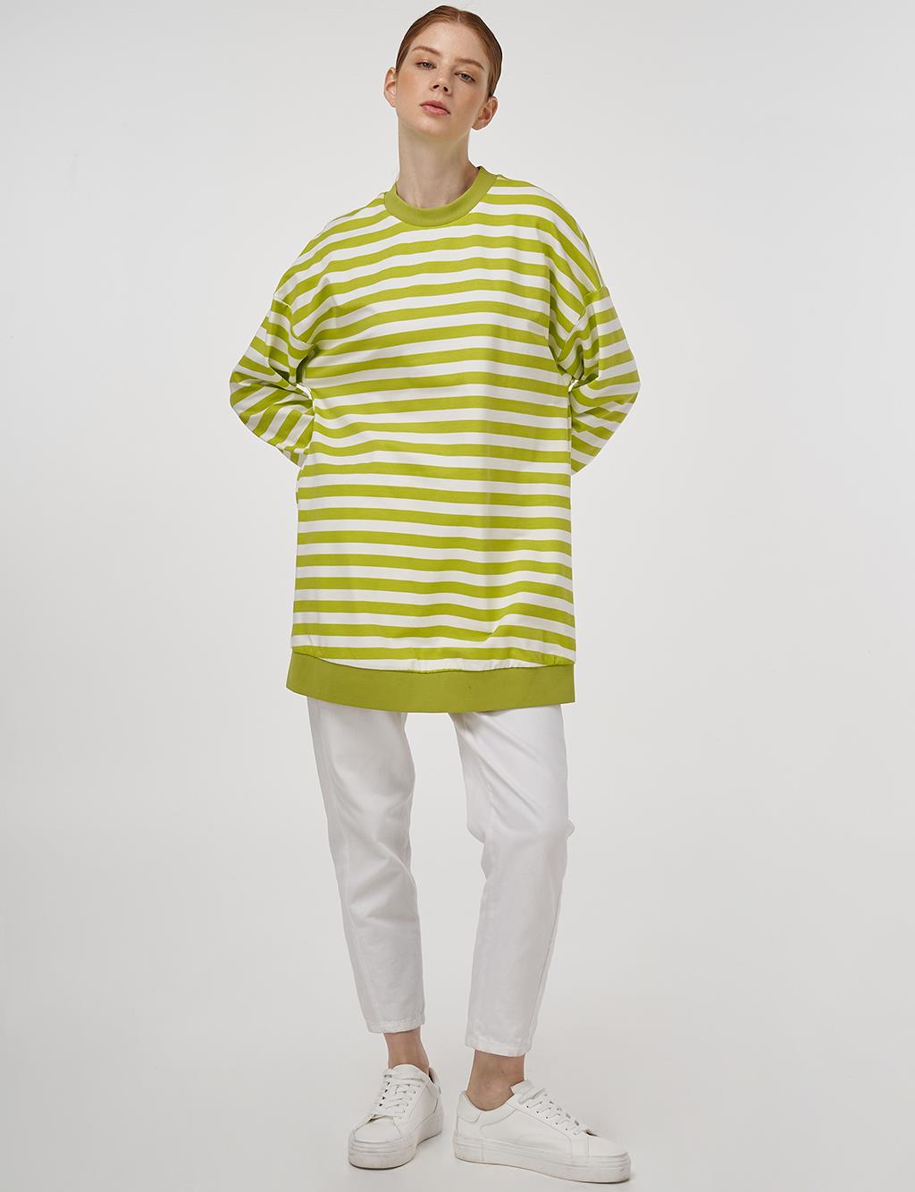Crew Neck Cotton Sweatshirt Pistachio Green