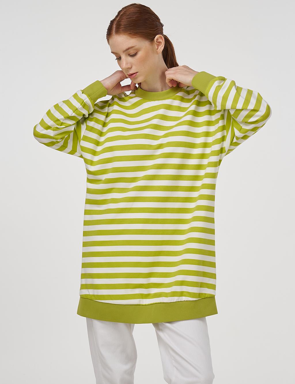 Crew Neck Cotton Sweatshirt Pistachio Green