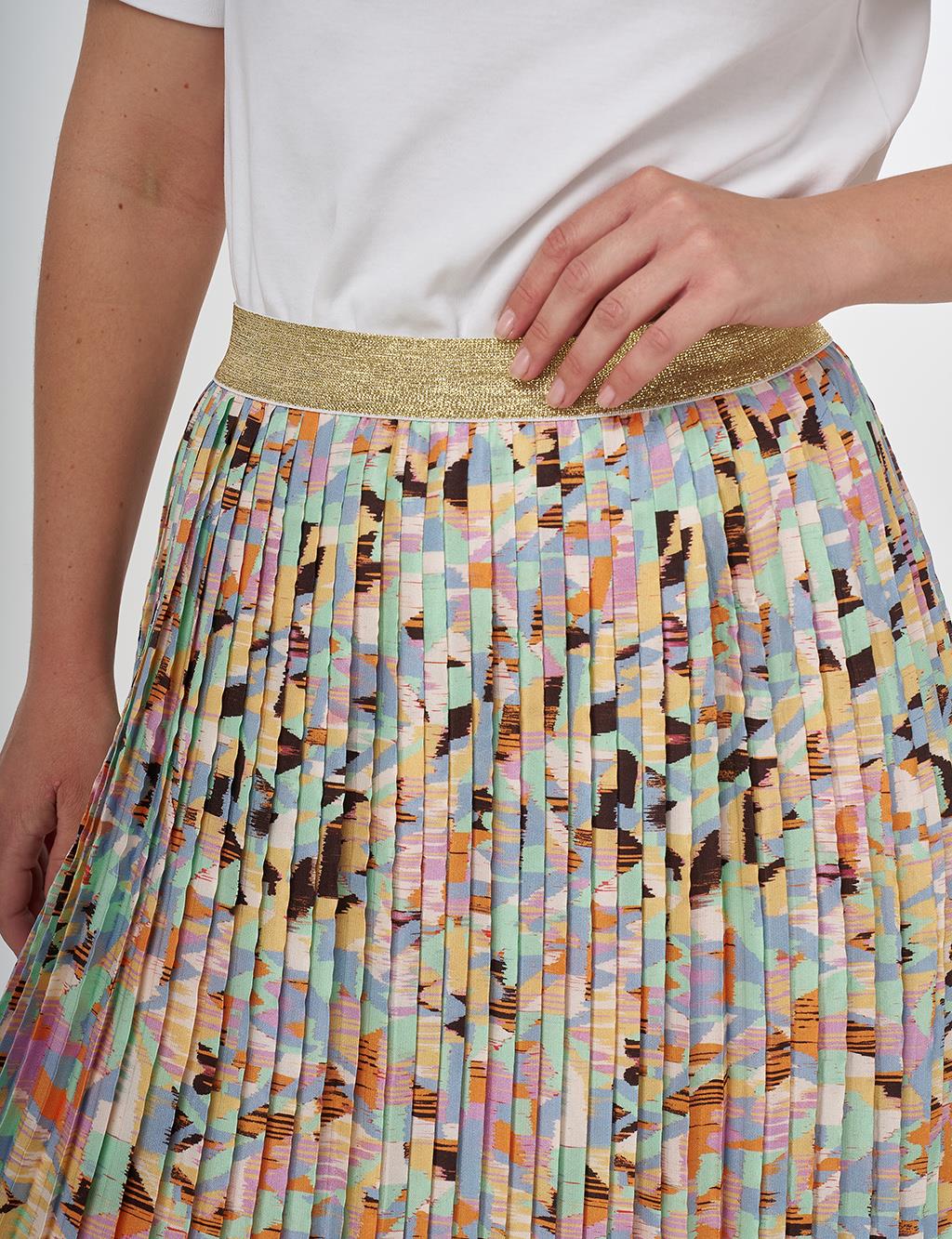 Printed Pleated Skirt Aqua Green