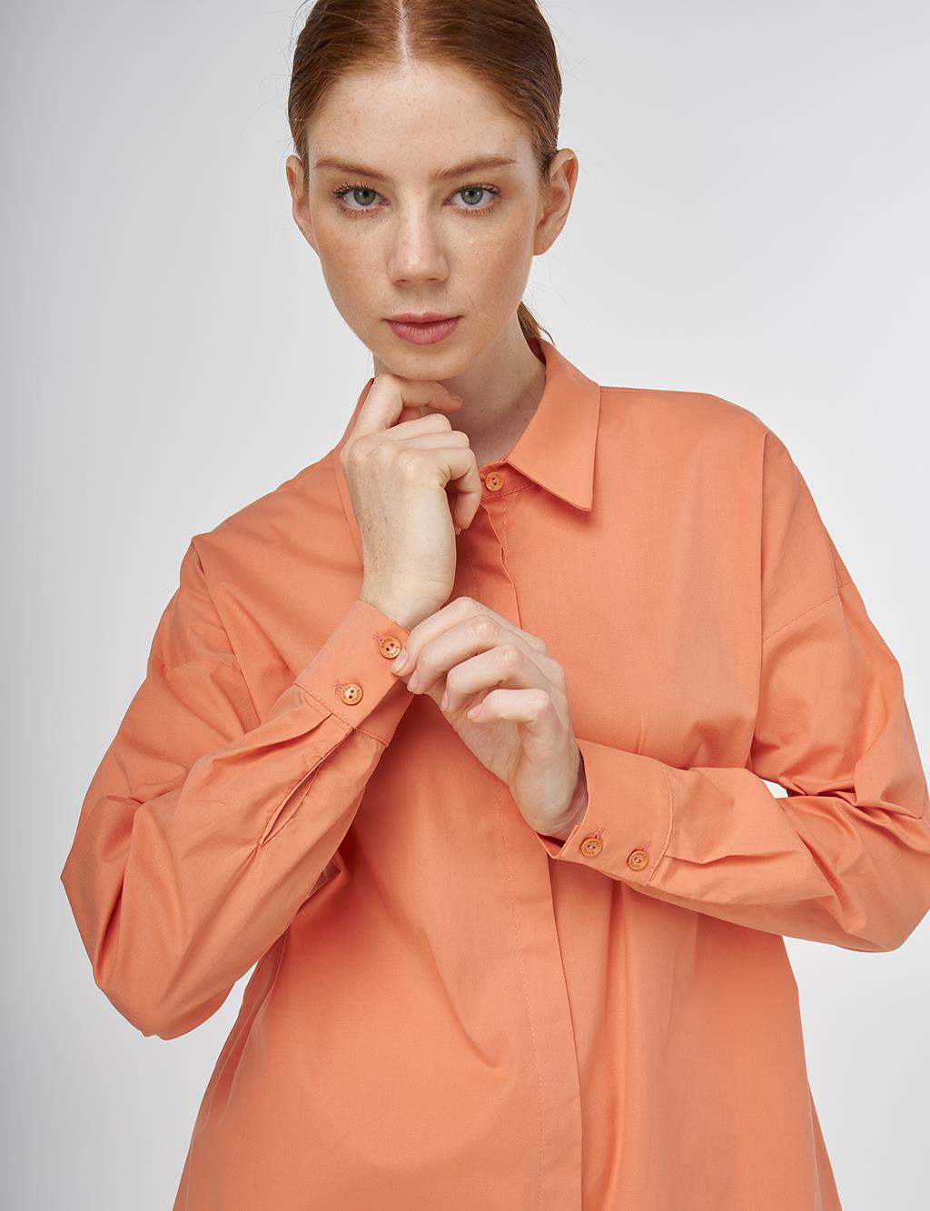 Relaxed Fit Cotton Tunic Peach 