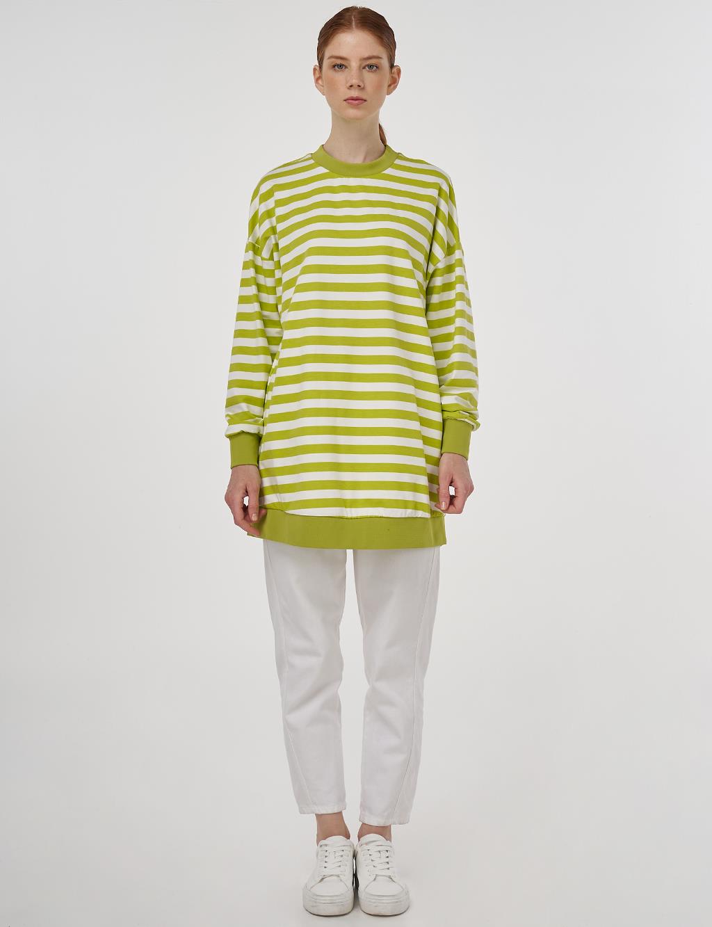 Crew Neck Cotton Sweatshirt Pistachio Green