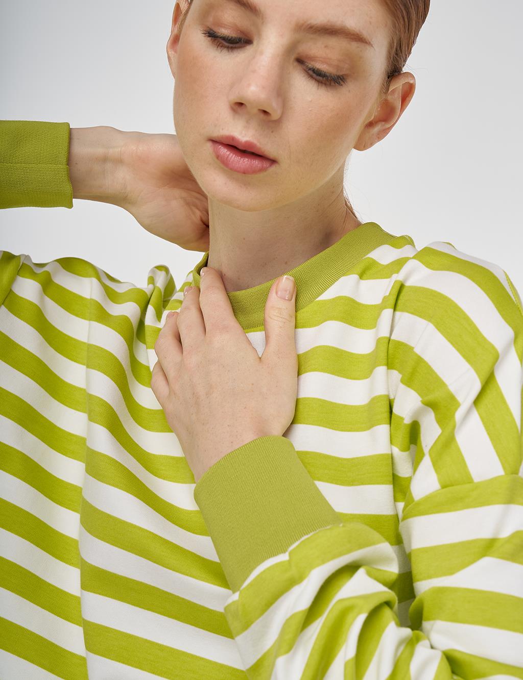Crew Neck Cotton Sweatshirt Pistachio Green