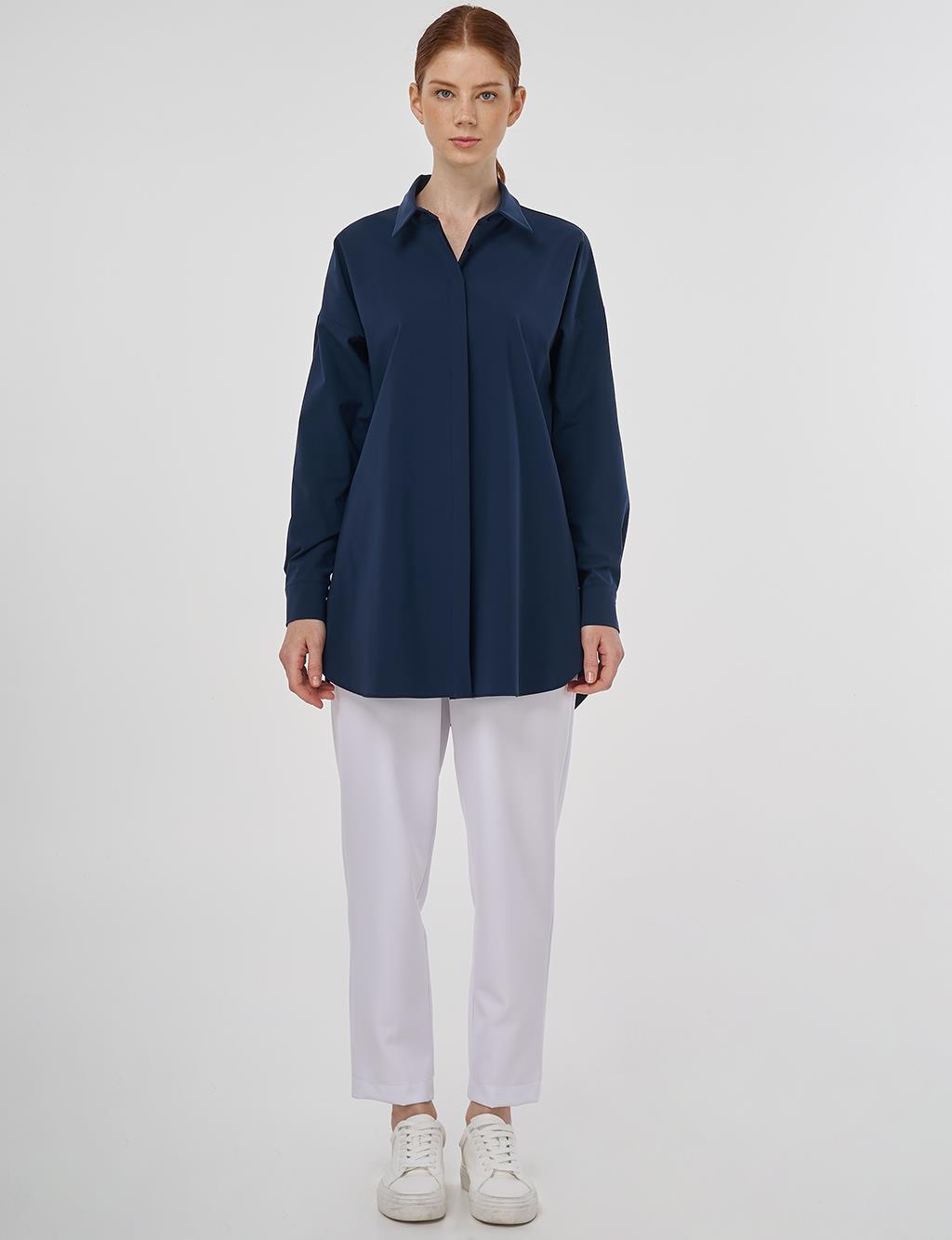 Relaxed Fit Cotton Tunic Dark Navy 
