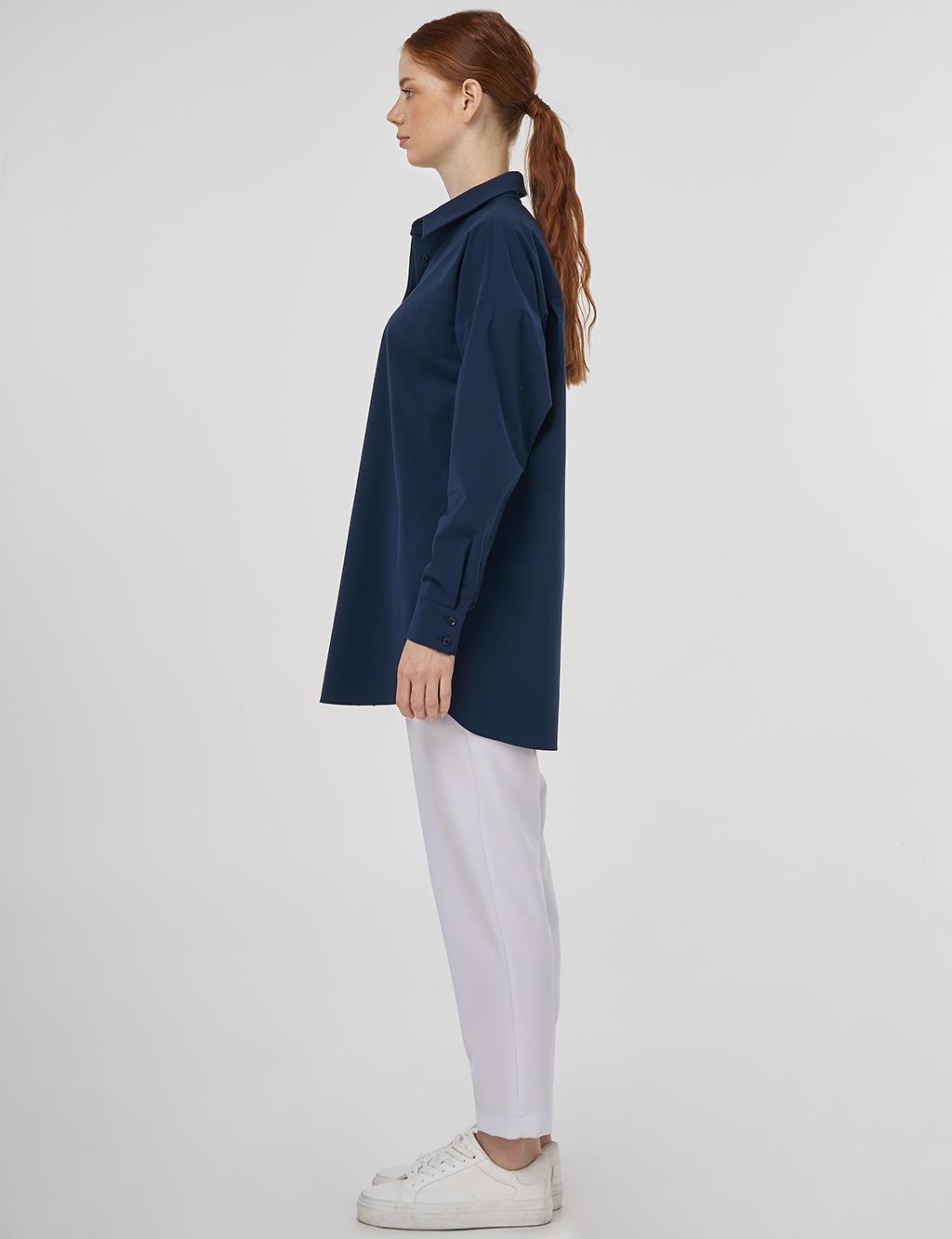 Relaxed Fit Cotton Tunic Dark Navy 