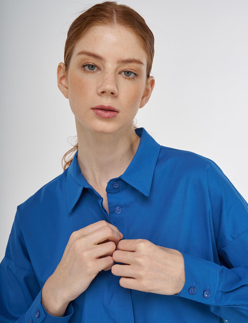 Relaxed Fit Cotton Tunic Blue