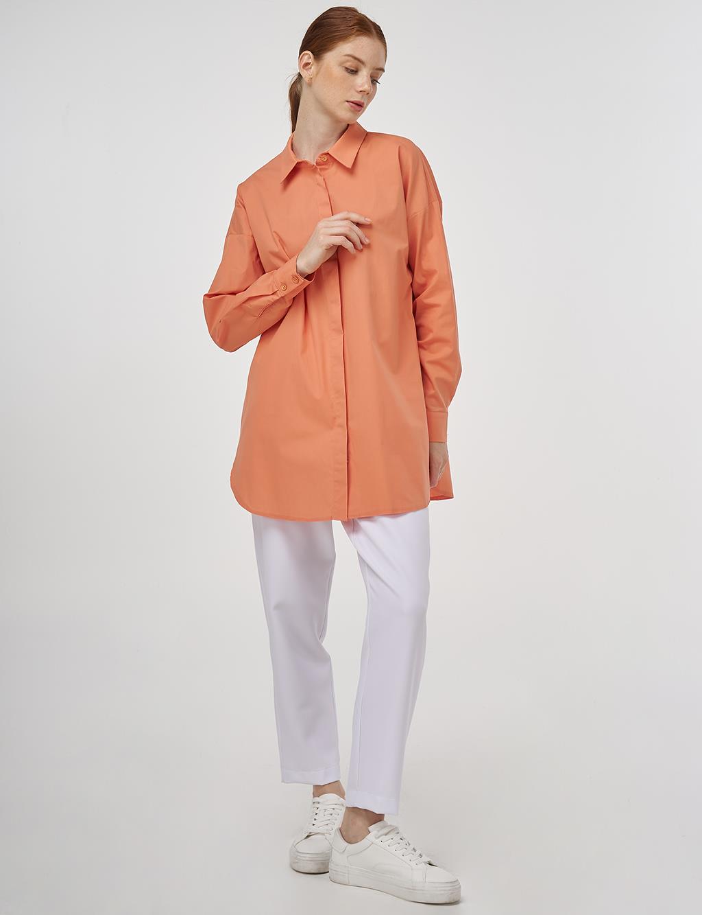 Relaxed Fit Cotton Tunic Peach 
