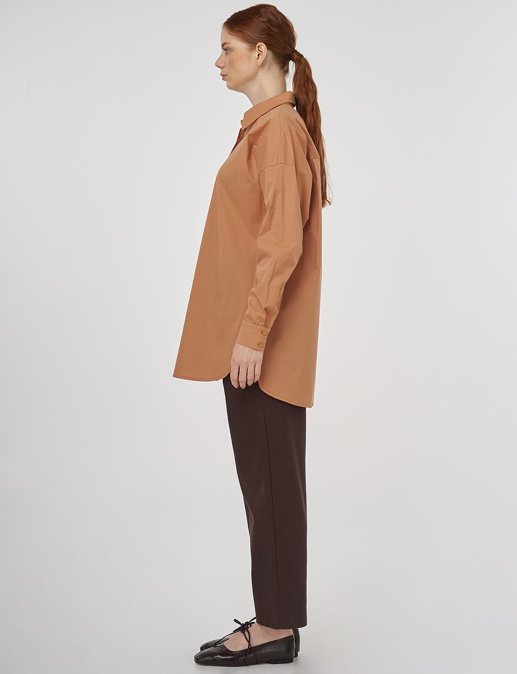 Relaxed Fit Cotton Tunic Camel
