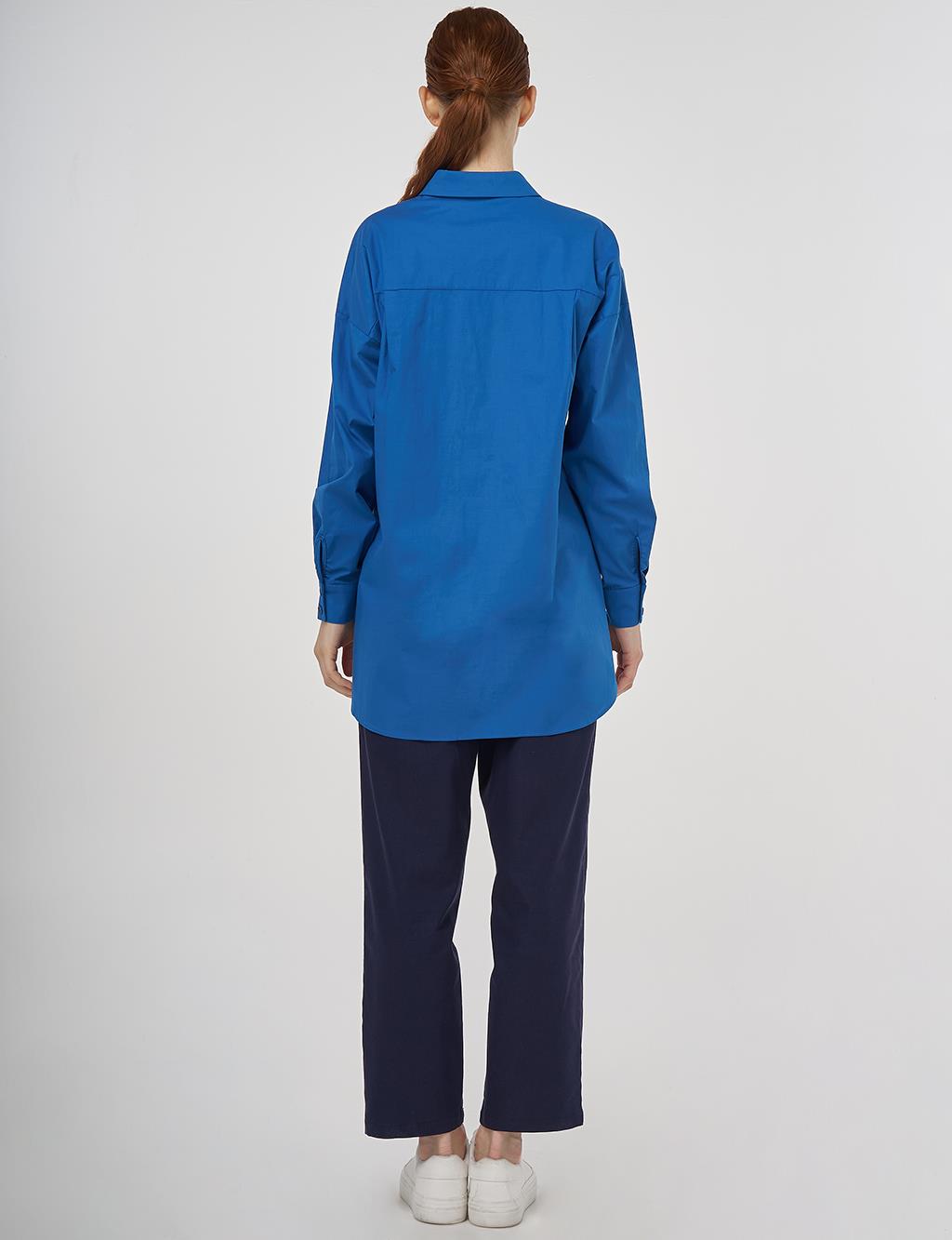 Relaxed Fit Cotton Tunic Blue