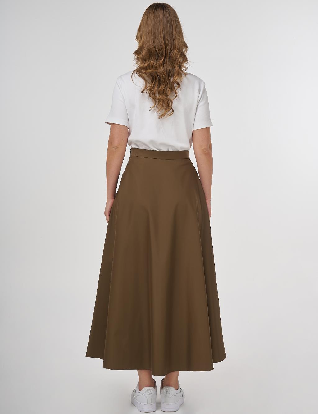 High-Waisted Flared Skirt Khaki