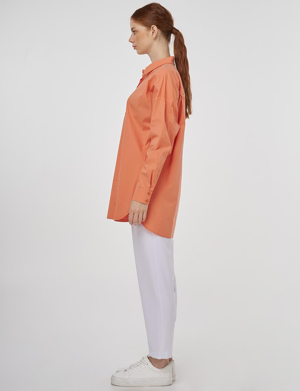 Relaxed Fit Cotton Tunic Peach 