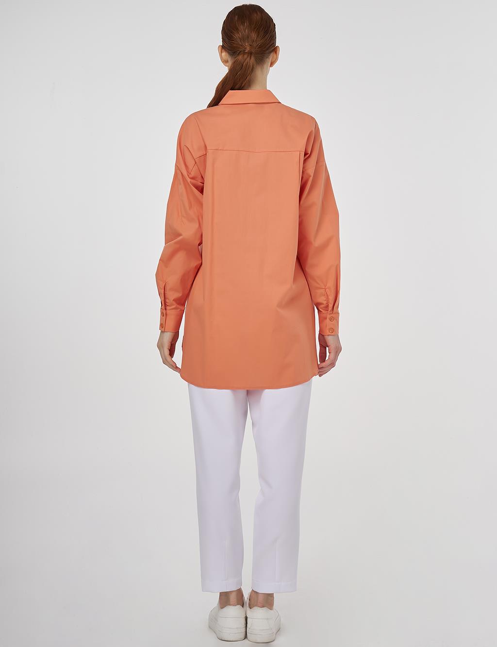 Relaxed Fit Cotton Tunic Peach 