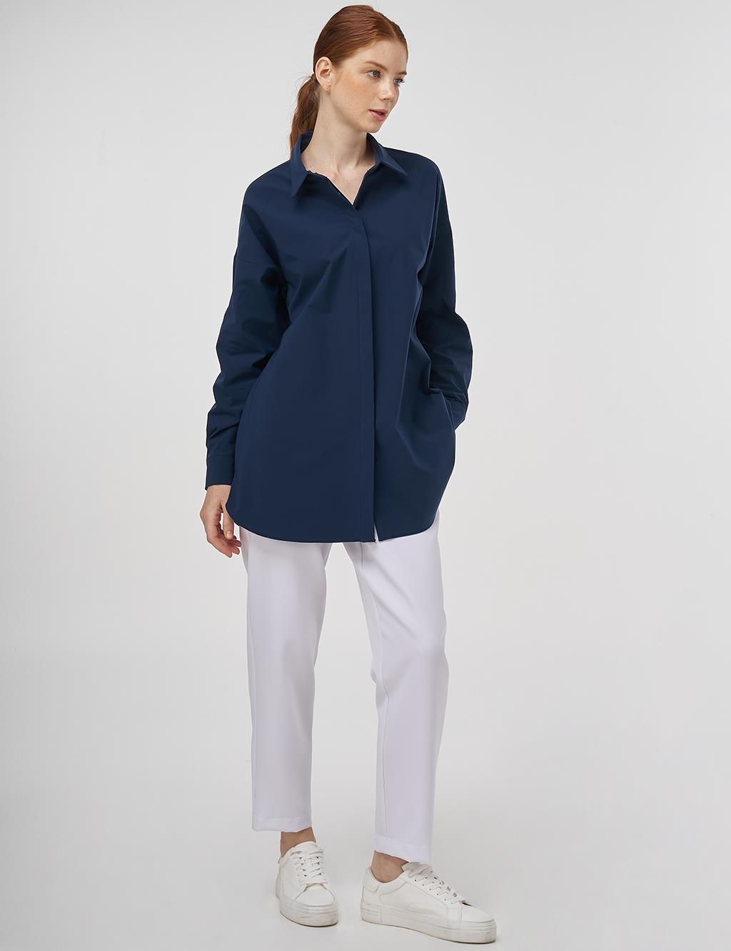 Relaxed Fit Cotton Tunic Dark Navy 