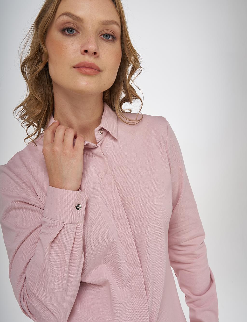 Shirt Collar Blouse Powder Pink 
