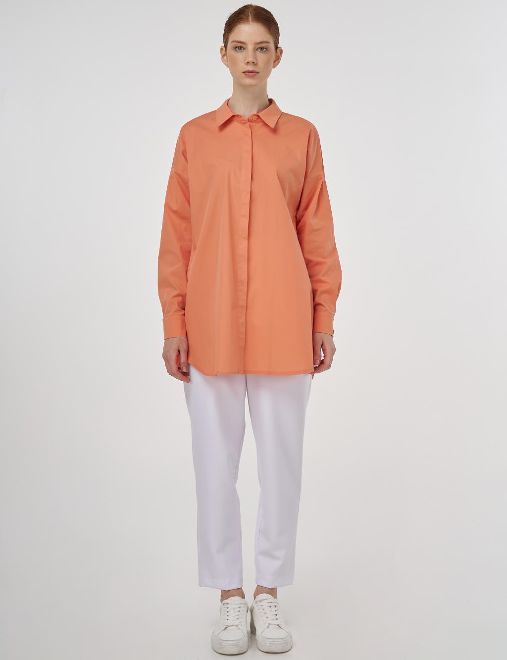 Relaxed Fit Cotton Tunic Peach 