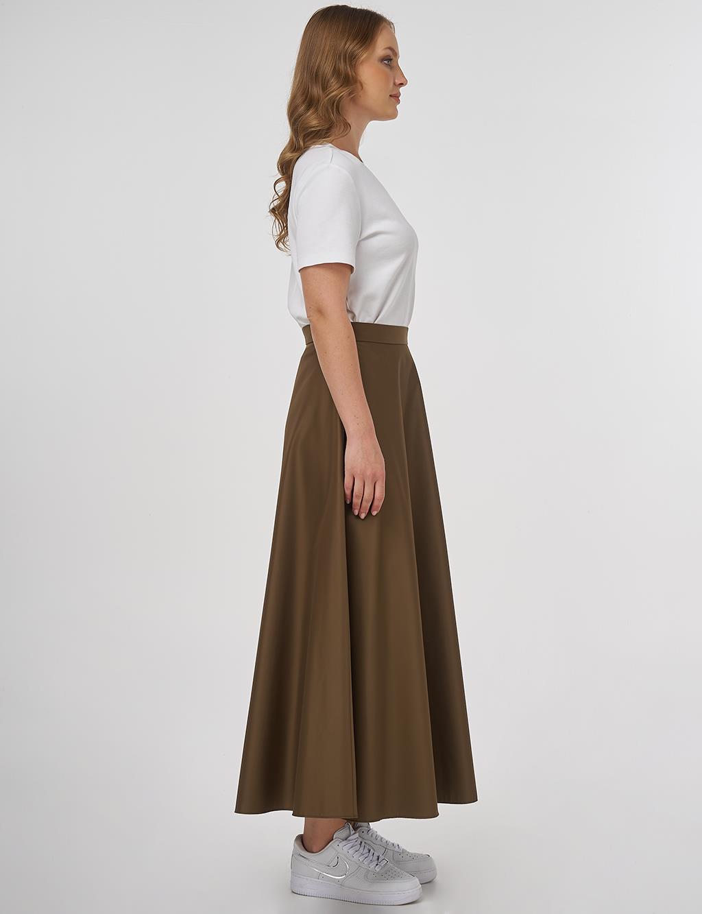 High-Waisted Flared Skirt Khaki